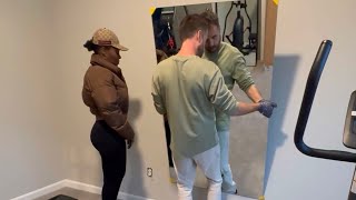 Installing mirrors for our home gym