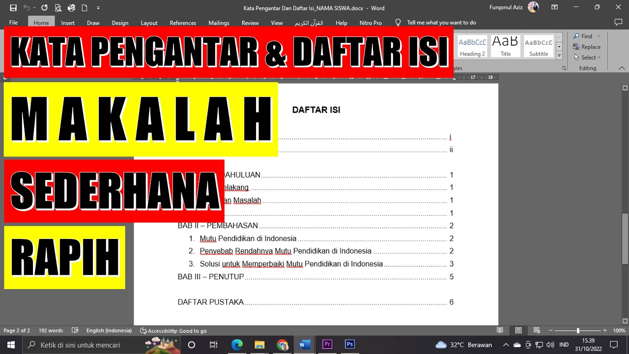 Membuat Kata Pengantar Dan Daftar Isi Makalah Rapih Tutorial membuat-kata-pengantar-dan-daftar-isi-makalah-rapih-tutorial