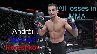 Andréi "Spartan" Koreshkov ~ ALL LOSSES IN MMA 2019 ~ ANDRÉI KORESHKOV HIGHLIGHTS