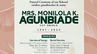 Wake-Keep || Funeral Ceremony of our Beloved mother, grandmother \& aunty MRS. MONILOLA K. AGUNBIADE