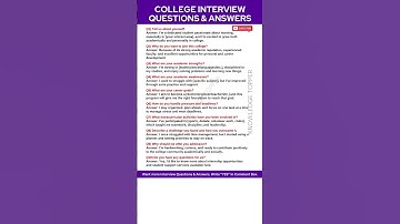 College Interview Questions and Answers | College Admission Interview Questions and Answers