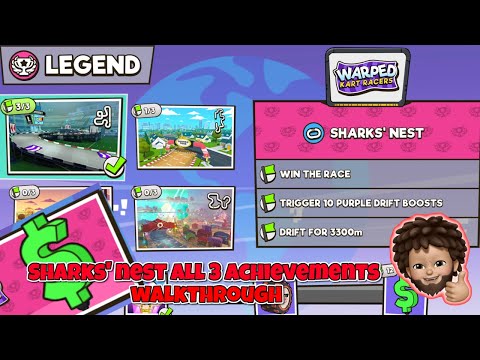 Warped Kart Racers - Legend Race SHARKS' NEST ALL 3 achievements WALKTHROUGH