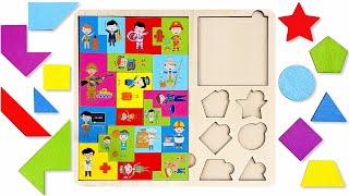 Learning Through Puzzles 🧩 Shapes, Colors & Professions for Kids