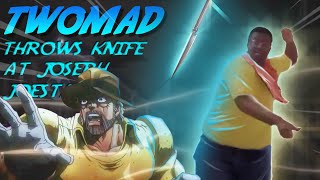 Twomad throws knife at Joseph Joestar ( Twomad meme ) ( JoJo memes )