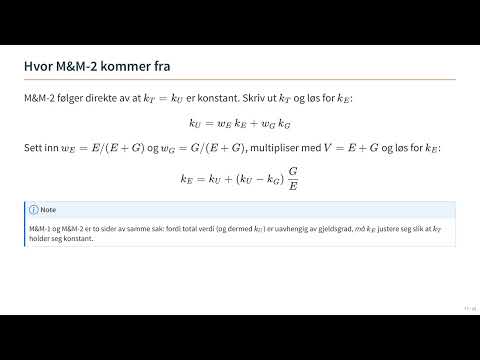 Videominiatyr: Del 3: M&M-2 — egenkapitalkostnaden