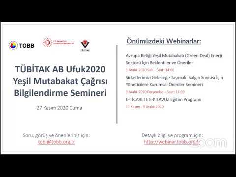 TÜBİTAK AB Ufuk2020 Yeşil Mutabakat Çağrısı Bilgilendirme Semineri