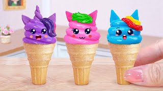 Cutest Unicorn Ice Cream  Amazing Miniature Rainbow Ice Cream Recipe Decorating  Mini Cakes Making