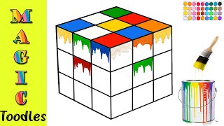 Rubik's Cube | Draw | Color | Glitter | Learn Fun facts | #HowToDraw 15