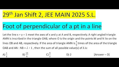 Let the line x + y = 1 meet the axes of x and y at A and B, respectively. A right angled triangle AM