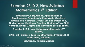 Exercise 2F, D 2, New Syllabus Mathematics 7th Edition, Solution by Ferhan Mazher