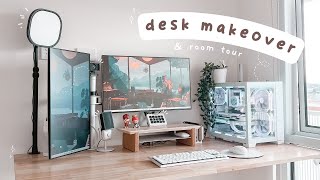 ✨desk makeover | aesthetic cozy & minimal setup | for streaming, gaming, & wfh