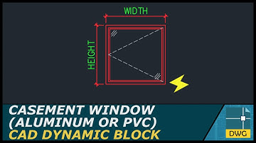 Casement Window (Aluminum or PVC): AutoCAD Dynamic Block (ElevationView)