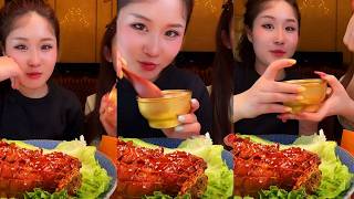 Braised Pork Belly &amp; Honey Glazed Meat Mukbang: Savory Chinese Food ASMR Eating Show