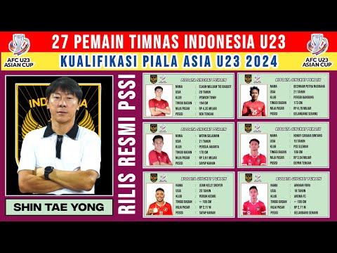 RESMI RILIS !! Daftar 27 Pemain Timnas Indonesia di Kualifikasi Piala Asia U23 2024