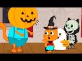 Familia de Gatos - Monstruo Aterrador De Halloween Dibujos Animados Para Niños