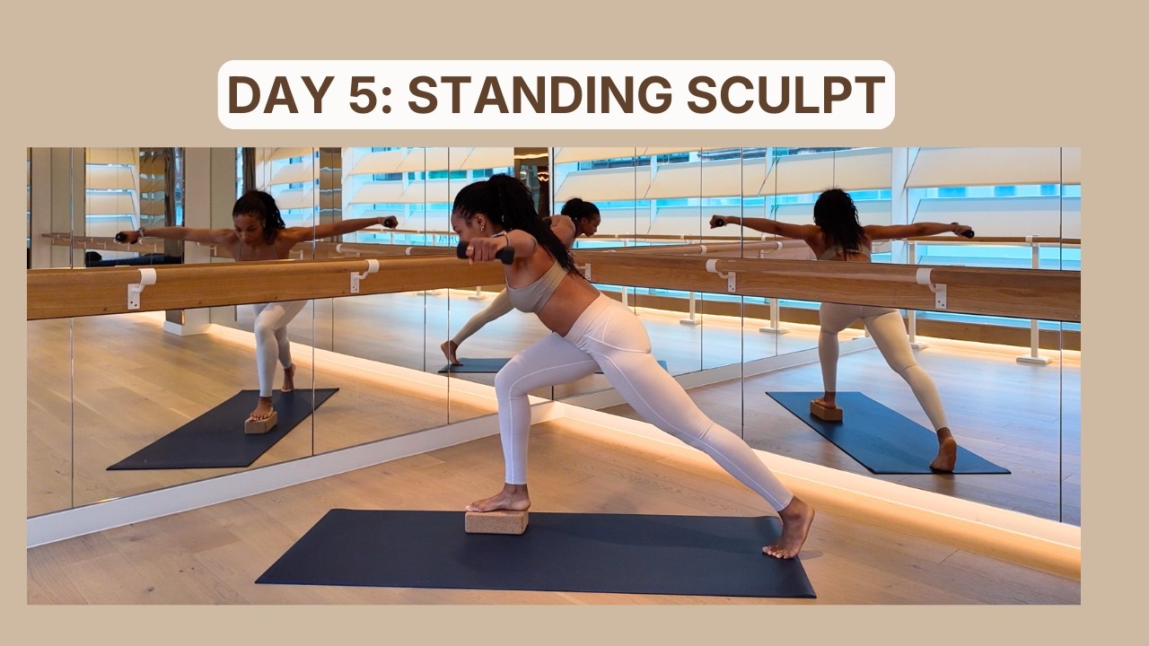 Pilates Quickie: 10 min standing full body sculpt (light weights) | Day 5
