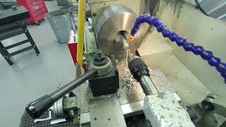 Drilling a hole using the centre lathe
