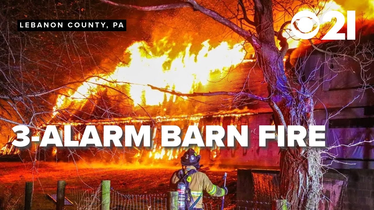 Massive fire destroys barn in Lebanon County - YouTube