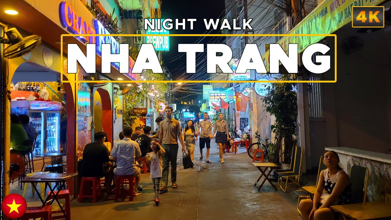 4K Nha Trang Night Walk Vietnam   Night Market Food and Shopping Area Beach Boardwalk
