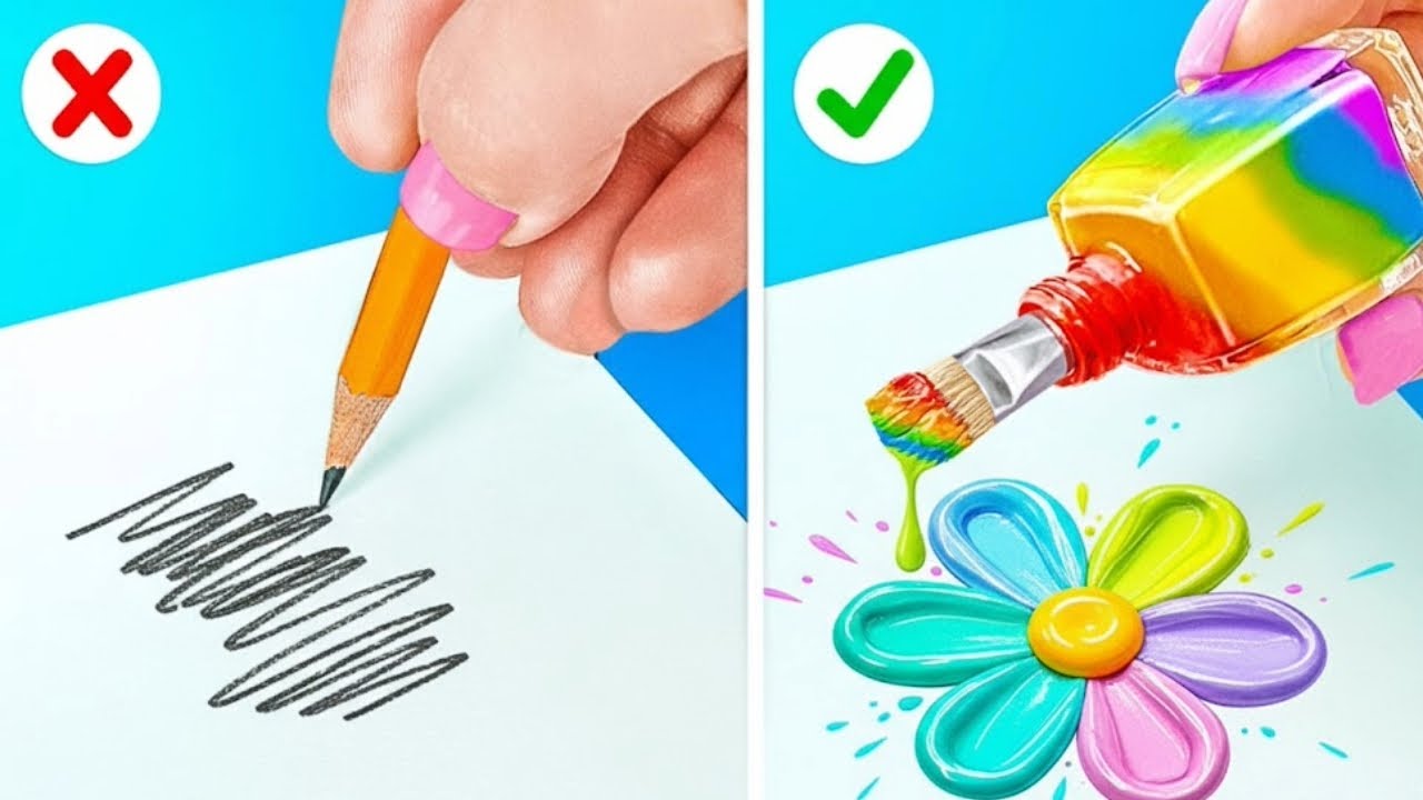 TRIK SENI KEREN DAN KERAJINAN DIY || Tips Melukis & Menggambar Mudah oleh 123 GO! SCHOOL