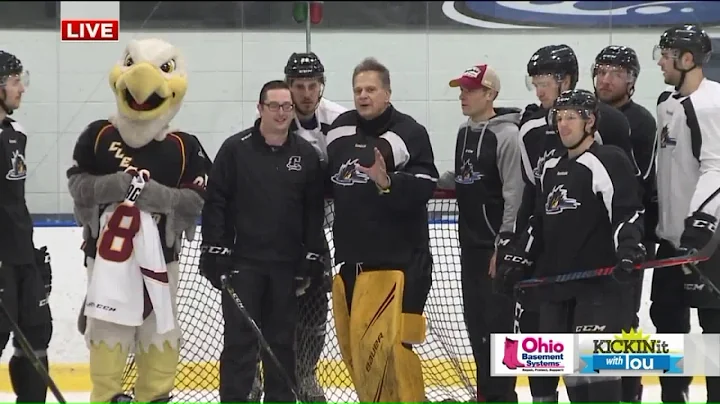Fox 8's Lou Maglio hits the ice with the Cleveland...