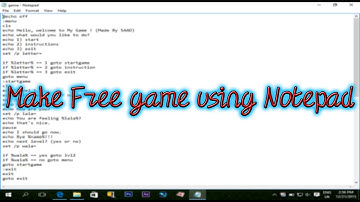 Make a simple game using Notepad