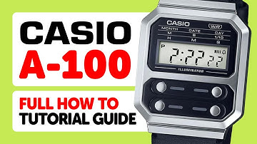 CASIO A-100 (Module 3503) - HOW TO Set the Time and Date, Alarm and Stopwatch