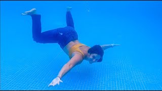 Swimming Underwater with Clothes on in Jeans at Public Pool