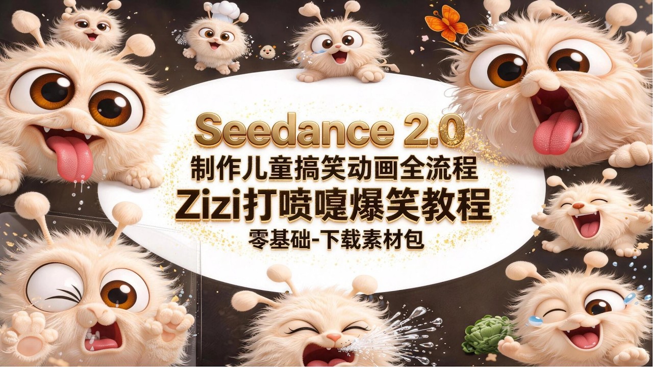 Seedance 2.0 制作儿童搞笑动画全流程｜Zizi打喷嚏爆笑教程｜零基础也能做