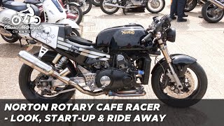 Norton Wankel Rotary Cafe Racer  quick look, startup & ride away