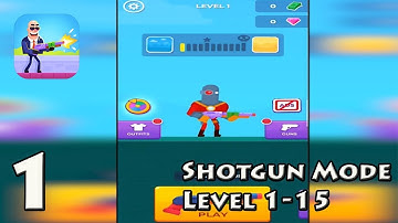 Hitmasters - Gameplay Walkthrough Shotgun Mode Level 1-15 (Android, iOS)