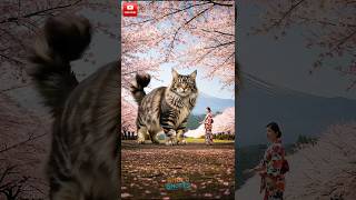 A Girl and Her Giant Cat Near Mount Fuji – Pure Love #shorts #giantcat #mountfuji #japan #aiemotions