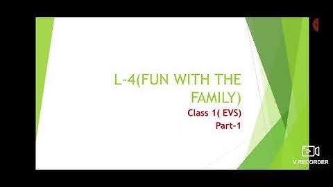Class-1, Subject-EVS, Video-8, Chapter-4(Fun with the Family), Part-1 by Mrs Sunidhi