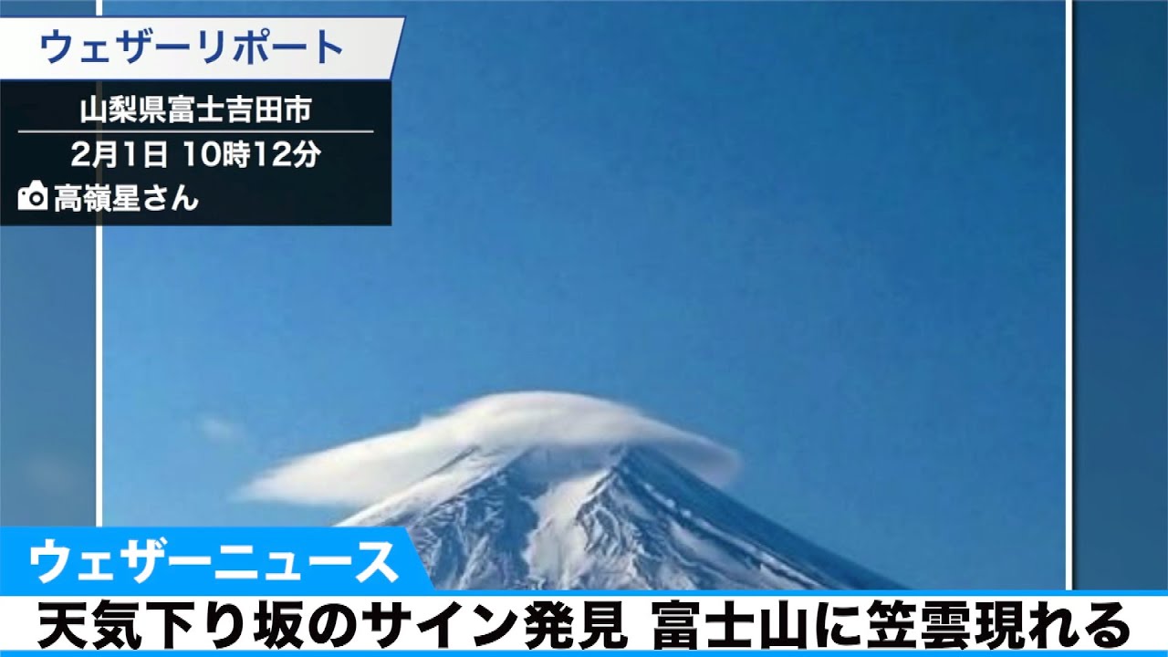 富士山に笠雲出現 天気下り坂のサイン 午後は雨が降り出す Youtube