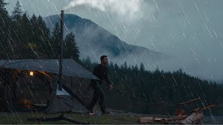 Göl Kenarında Yağmurda Kamp Odun Sobalı Sıcak Çadırda Köpeğimle Solo Kamp Asmr