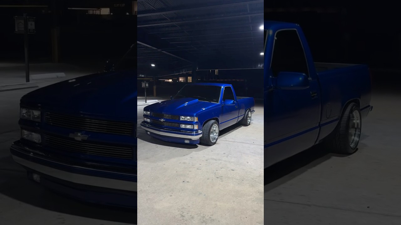Candy Royal Blue πβ¨ OBS Chevy Tumbadita Con Rines Billets #obschevy #droppedtrucks #candypaint