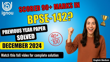 BPSE 142 Solved Previous Year Paper | BPSE 142 important question with answer | solved PYQ JUNE 2024