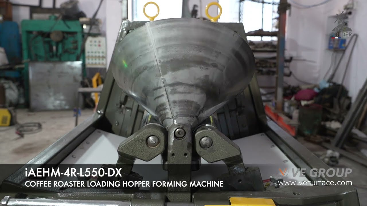 COFFEE ROASTER CONICAL HOPPER BENDING MACHINE | CONE FORMING MACHINE | CONICAL HOPPER vesurface.com