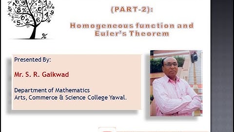 Homogeneous Function and Euler