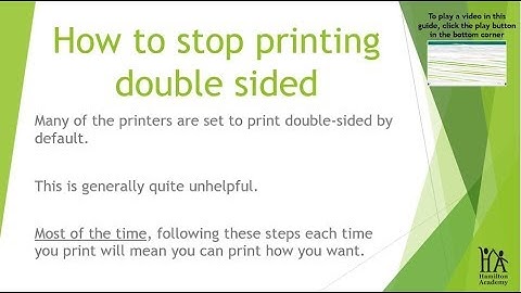 HA How to stop double sided printing