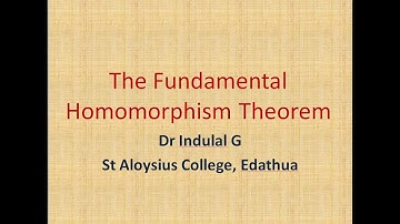 Fundamental homomorphism theorem||Dr Indulal G||Third DC SAC