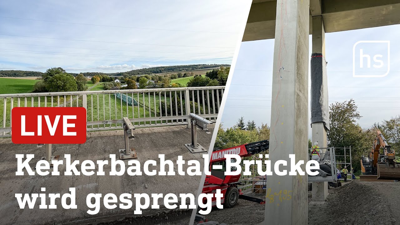 Beselich: Sprengung der Kerkerbachtal-Brücke (LIVE) | hessenschau