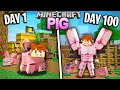 I survived 100 Days as a PIG in Minecraft