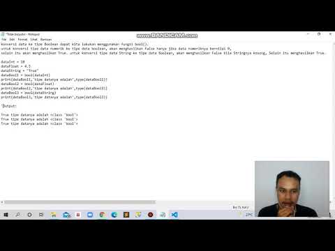 Mengkonversi tipe data boolean ke tipe data integer,float, dan tipe data string
