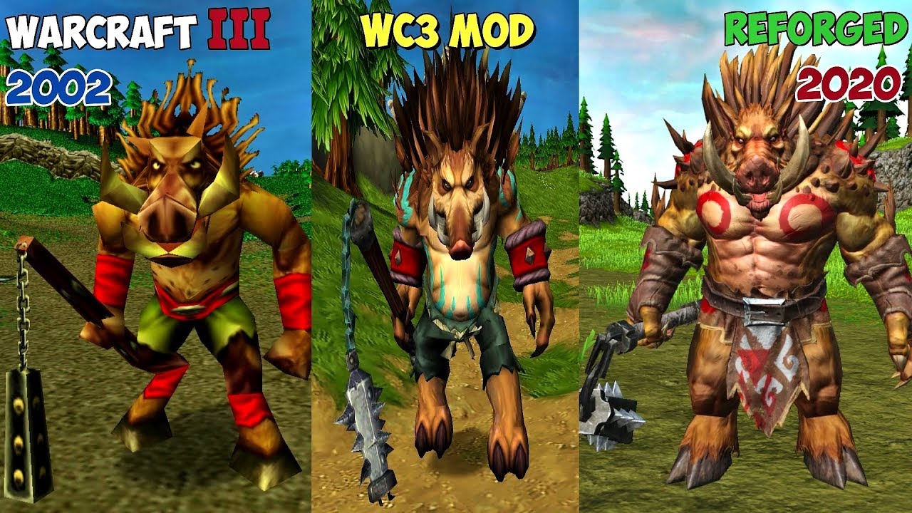 Warcraft III Reforged: Neutral Units (Barrens+Harpy+Centaur+Dino) Part 2 Comparison (2002 VS 2020)