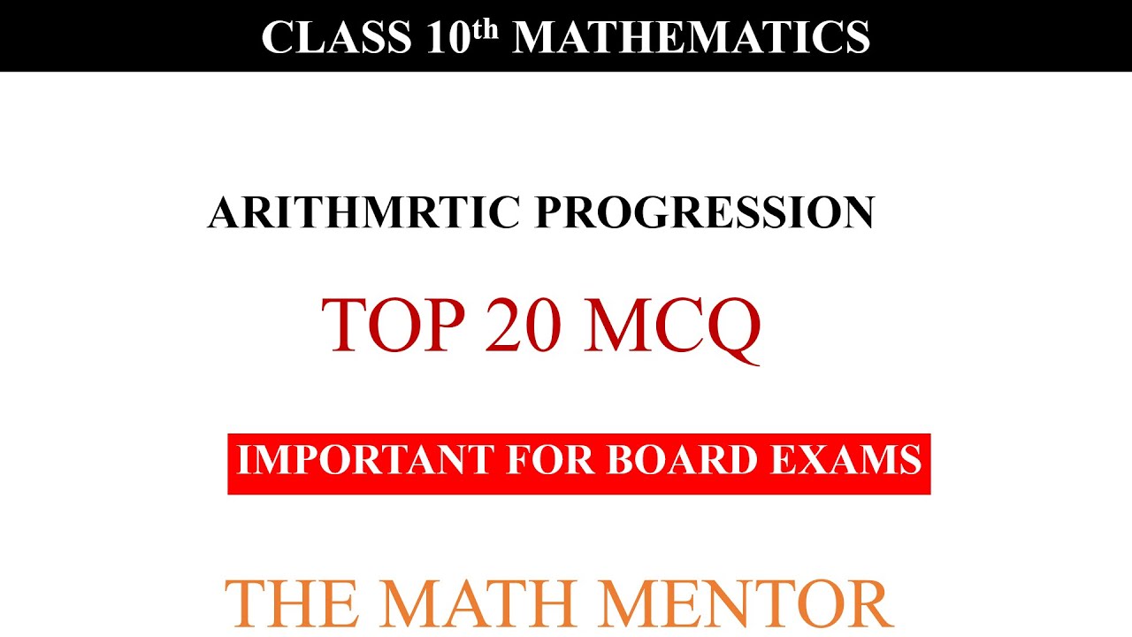 20 Important Questions - Arithmetic Progression | Class 10th Maths ...