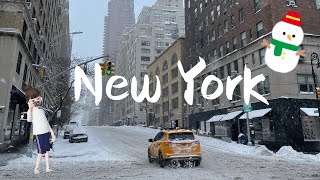 Walking in snowy New York|Central Park|Fifth Avenue