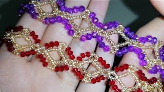 Very easy beaded bracelet for beginners making with seed beads & crystals #beadsjewellery #beading