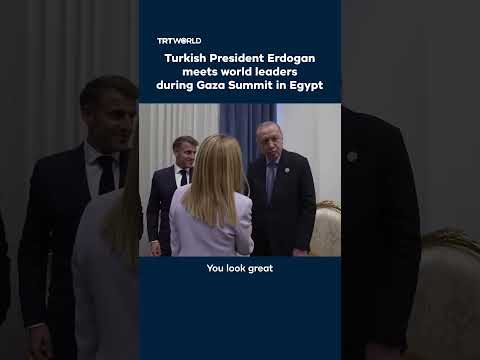 الرئيس التركي أردوغان يلتقي زعماء العالم خلال قمة غزة في مصر