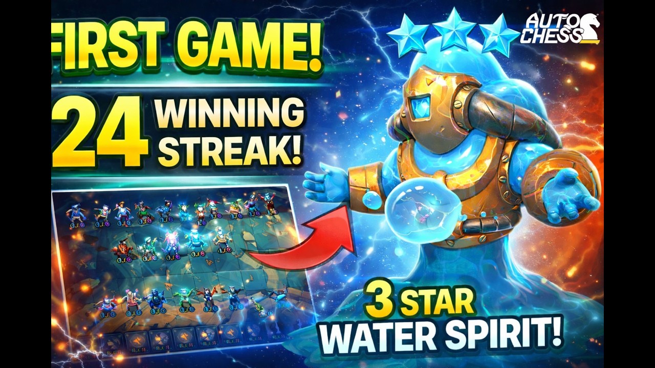 Beginner’s Luck?! First Auto Chess Game – 24 Win Streak + 3 Star Water Spirit WIN